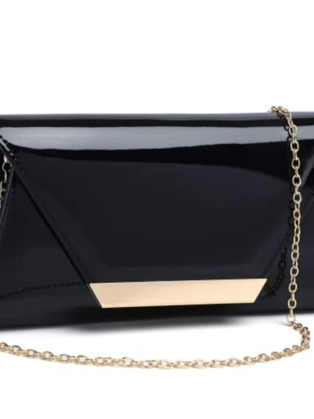 Faux Patent Leather Envelope Clutch Convertible Crossbody Bag